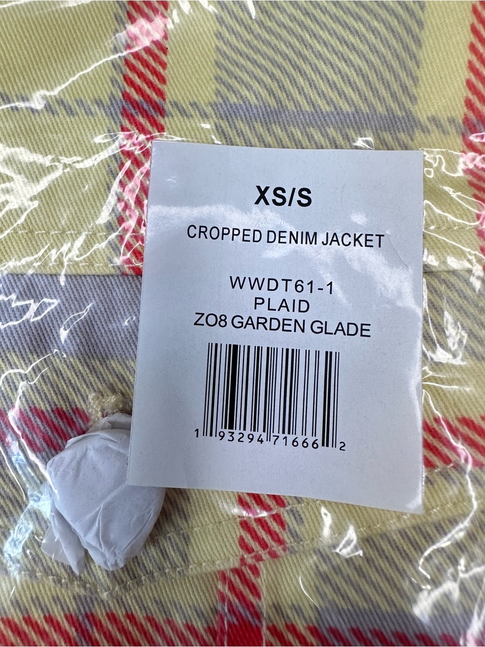 Revolve WeWoreWhat Yellow Garden Glade Plaid Cropped Jacket XS/S - Picture 10 of 10